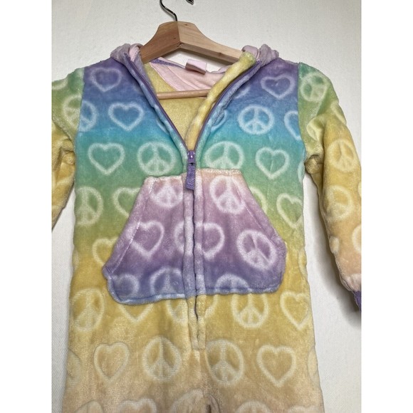 More than Magic Girls One Piece Ombre Pajamas Union Suit Hearts Peace Sz XS 4/5 - Picture 8 of 12